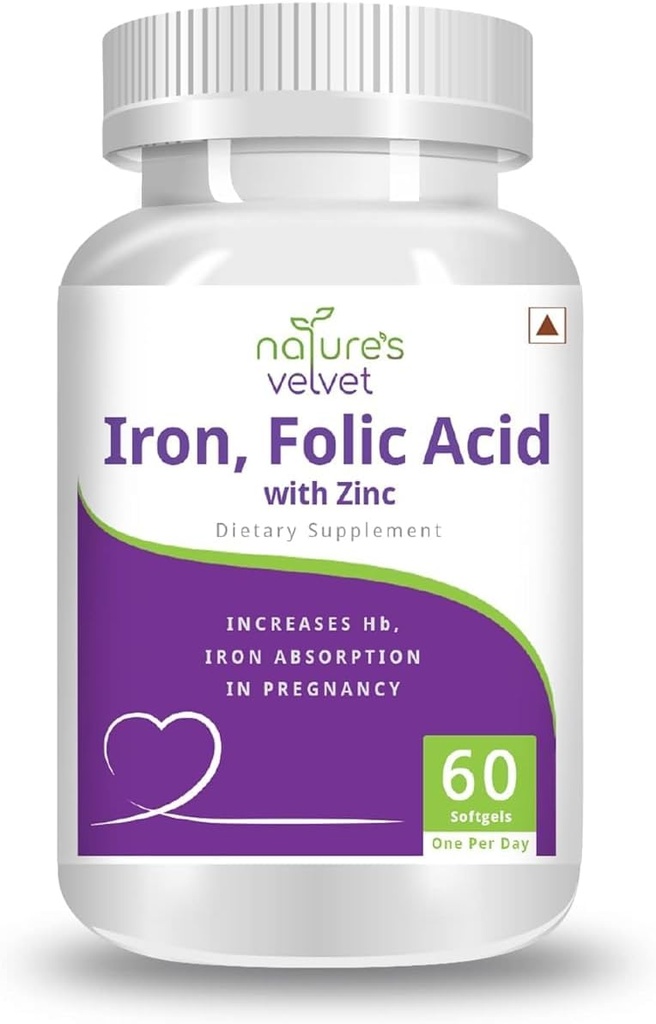 Generic Pub Żelazko & Kwas foliowy z cynku, do suplementacji w ciąży, 60 softgels - Opakowanie po 1