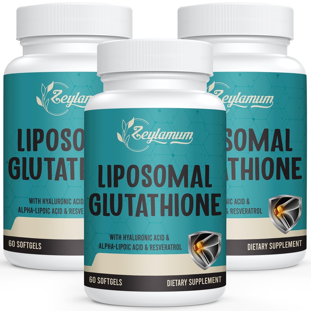 2400 MG Liposomal Glutathione Softgels, Max Absorption, Active Form L- Glutathione Reduced (GSH), z kwasem hialuronowym, Resweratrol, Master Antioksydants for Detox, Mózg, System immunologiczny, 180 Softgels