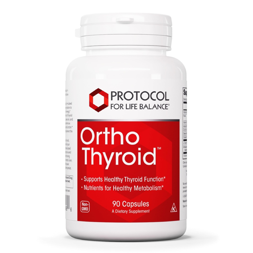 Protocol Ortho Thyroid - Wspiera zdrową czynność tarczycy * - z Ashwagandha, Cynk & Selenium - Non-GMO & Kosher - 90 Kapsułki Veg