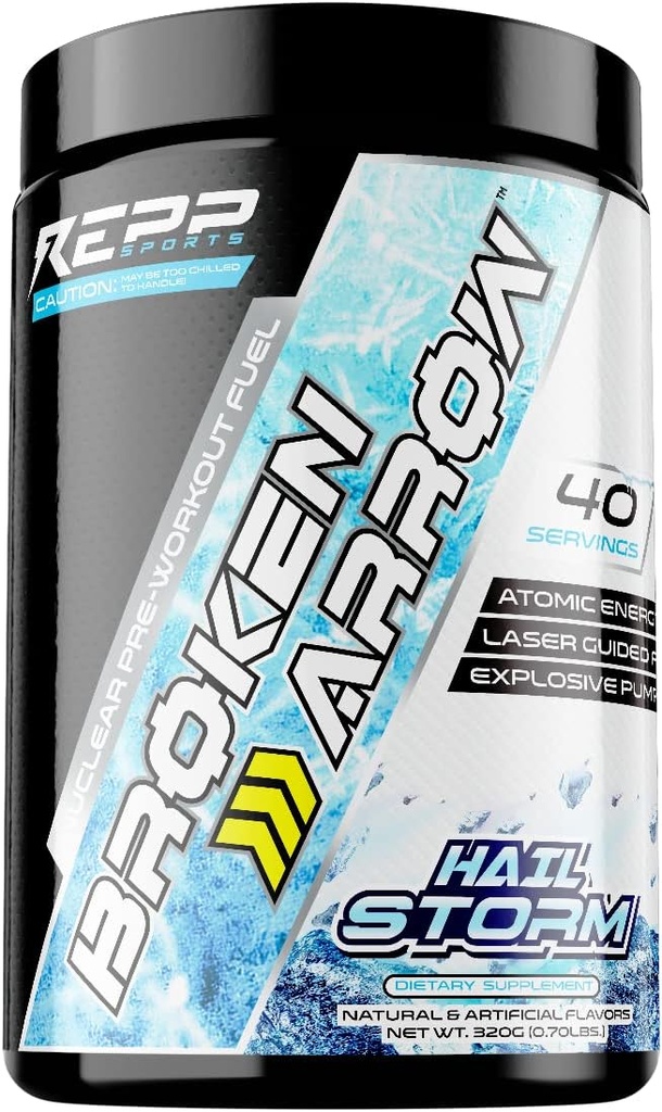 Repp Sports Broken Arrow Extreme Pre-Workout | Intense Energy and Endurance Support (Hail Storm, 20/40 Servings)