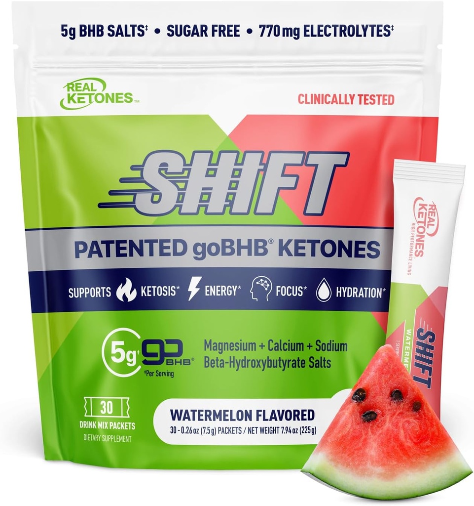 Prawdziwe Ketones BHB Exgenous Ketones Drink Mix Pakiety Keto Electrolytes Powder Pakiety bez cukru z 4 Głównymi Elektrolitami Post Plus Nawodnienie Opatentowane Keto BHB - 30 Hrabia Arbuz