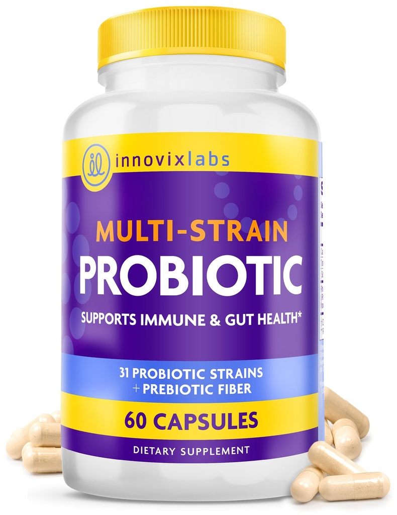 InnovixLabs Multi Strain Probiotics for Women & Men - Probiotic Supplement - 50 Billion CFU - Gut Health, Immune Support, Trawienie, Lactobacillus Acidophilus, Prebiotyki i Probiotyki, 60 Kapsułki