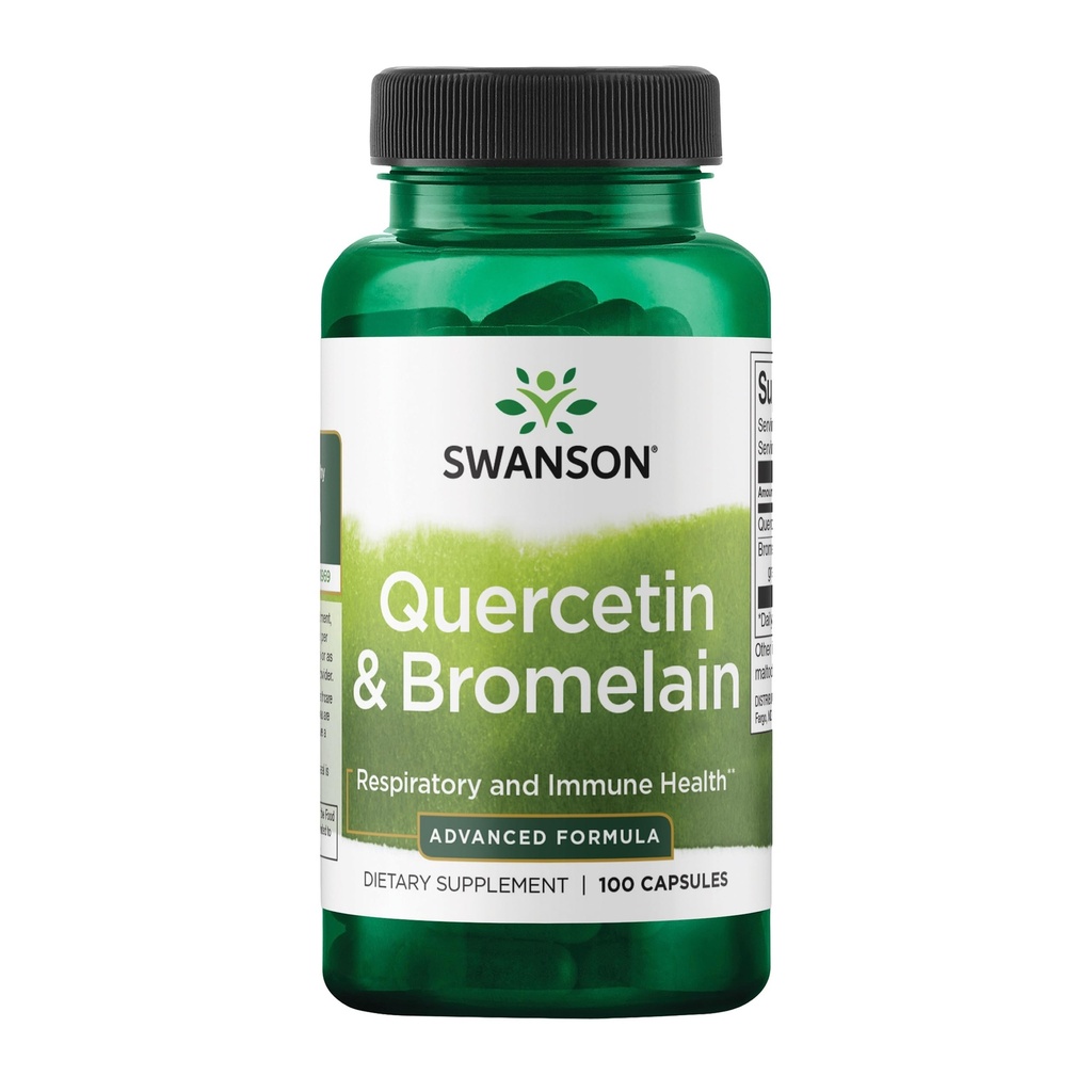 Swanson Quercetin & Bromelain- Promowanie wsparcia zdrowia układu oddechowego - Pomoc Sezonowy system immunologiczny Zdrowie - Wsparcie Cholesterolu Poziomy już w / i Normalny zakres 100 Czapki (250mg Quercetin / 78mg Bromelain)