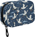 Fustylead Funny Geese Flying in Nightsky and Stars Travel Pill Organizer Bag with Zipper Small Pill Box 7 Day Pill Case for Purse Storage Tygodniowy suplement witaminy