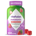 vitafusion Max Siła 10 mg Melatonina Gumiaki, Strawberry Flavored, Dorośli Melatonin Gumy Suplement witaminy, 100 Hrabia, 50 Day Supply