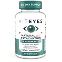 Viteyes Natural Astaxanthina, Relieve Zmęczone Oczy i Oczy, Sourced z Algae, Hydration skóry, Heart & Brain Health, 4 do 8 mg Natural Astaxanthina, 90 Softgels
