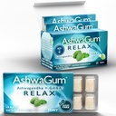 AshwaGum RELAX Gum przez BetterGum, High Potency Supplement z KSM 66 Ashwagandha i Gaba, Wspomaga stres i lęk Relief, Cortisol Support, Alternatywa dla Gummies, Sugar-Free, 10 Kawałki - 6 Pack