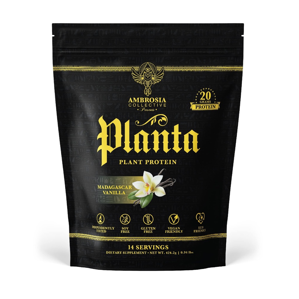 Ambrosia Planta - Premium Plant- Protein based 124; Vegan & Keto Friendly Department 124; Smakoszy bez kwitnienia lub stomach Upset 124; Gluten & Soy Free Department 124; Nie dodano cukru 124; 14 Sług 124; (Vanilla)