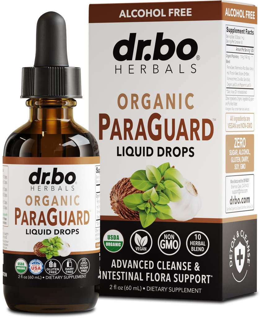 ParaGuard Cleanse Liquid Organic Detox - Organic Intestinal Guard Formula Supplement for Humans with Black Walnut Wormwood Clove & Oregano Tincture - Natural Herbal Intestine Body Gut Cleanser 2 oz