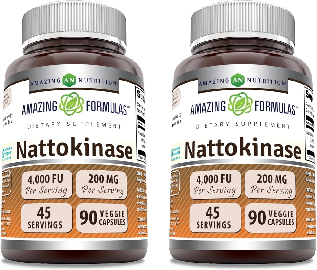 Niesamowite preparaty Nattokinase Dietetyczny Suplement 100 mg Veggie Suplement Kapsułki Bis 124; 2000 FU Aktywność enzymatyczna 124; Non- GMO 124; Gluten Free Digital 124; Made in USA (90 Hrabia 124; 2 Pack)