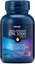 GNC Triple Strength Fish Oil EPA 1000 Mini, 1000mg Omega 3, Mini Softgels, Supports Eye, Mózg, Skóra, Zdrowe Triglicerydy, Serce, Joint, Pokryte do kontroli Pęknięcia ryb, 45 Służenie