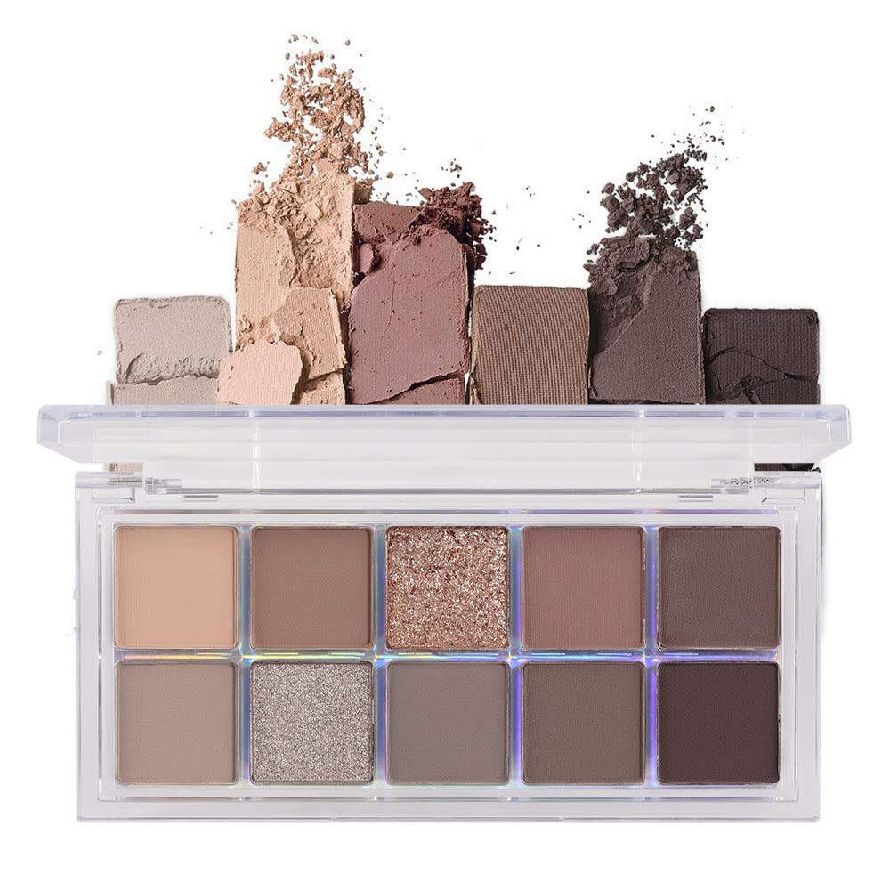 BINGBRUSH 10 Kolory ciemnobrązowy szary Paleta Eyeshadow, Wysoka pigmentowana Matte Shimmer Eyeshadow, Natural Neutral Shiny Eyeshadow Ultimate Makeup Palette, Vibrant Make Up Palety Kit