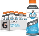 Gatorade Zero z białkiem, 10 g izolatu białka serwatki, zero cukru, wegetariańskie, płynne elektrolity, Cool Blue, 16.9 Fl Oz butelka, 12 opakowań