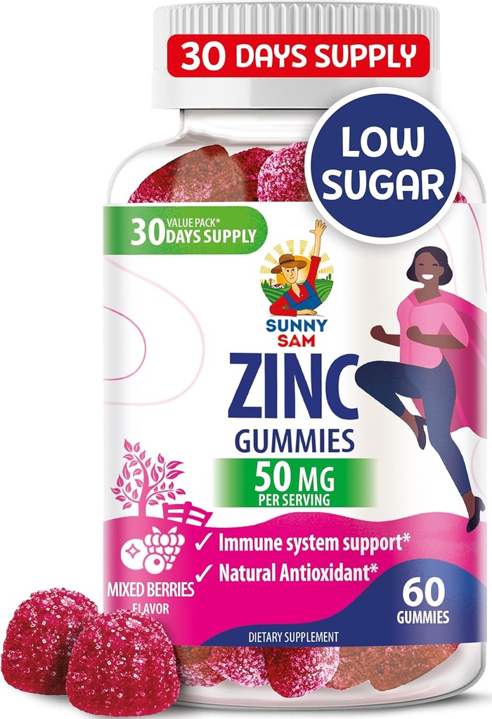 Gummy cynku dla dorosłych - Gummy cynku do żucia dla immunologicznego wsparcia - Potężny naturalny antyoksydant nie- suplement GMO dla dzieci Mężczyźni Kobieta Dorośli