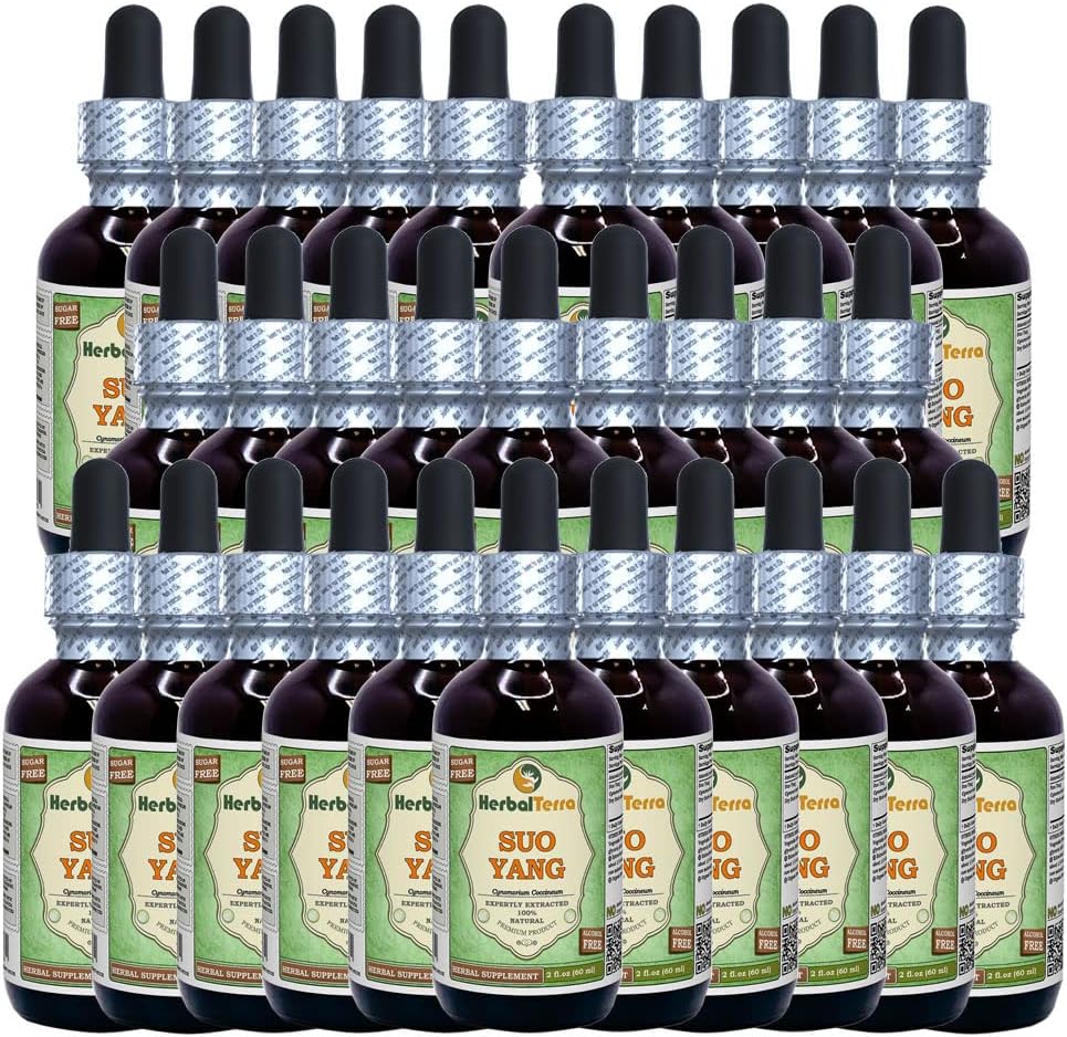 SUO Yang (Cynomorium coccineum) Glicerite, Suszony Herb wolny od alkoholu Liquid Extract (Nazwa marki: HerbalTerra, Proudly Made in USA) 30x2 fl.oz (30x60 ml)