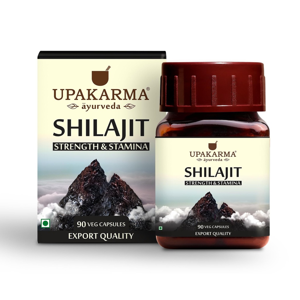 UPAKARMA Shilajit | Pure Extract Based (300 mg), Natural Strength & Stamina Booster |Lab Tested, R&D Backed 90 Veg Capsules- Pack of 1