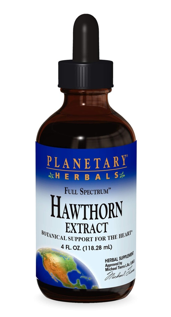 Planetarne Herbals Full Spectrum Hawthorn Liquid Extract Supplement, 4 Unce Fluid