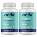 BESTVITE Melatonina 20mg (240 Kapsułki wegetariańskie) (120 x 2) - Brak stearynianów - Wegan - Nie GMO - Bez glutenu