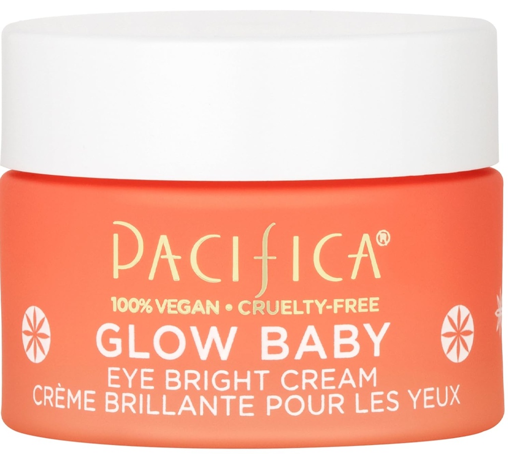 Pacifica Glow Baby Brightening Eye Cream - Witamina C pod oczami krem do ciemnych kręgów i puffiness, ekspres do kawy Infused Eye Brightener do zmęczonych oczu Fragrance- wolne 0,5 oz Czysty wegański dermatolog Tested
