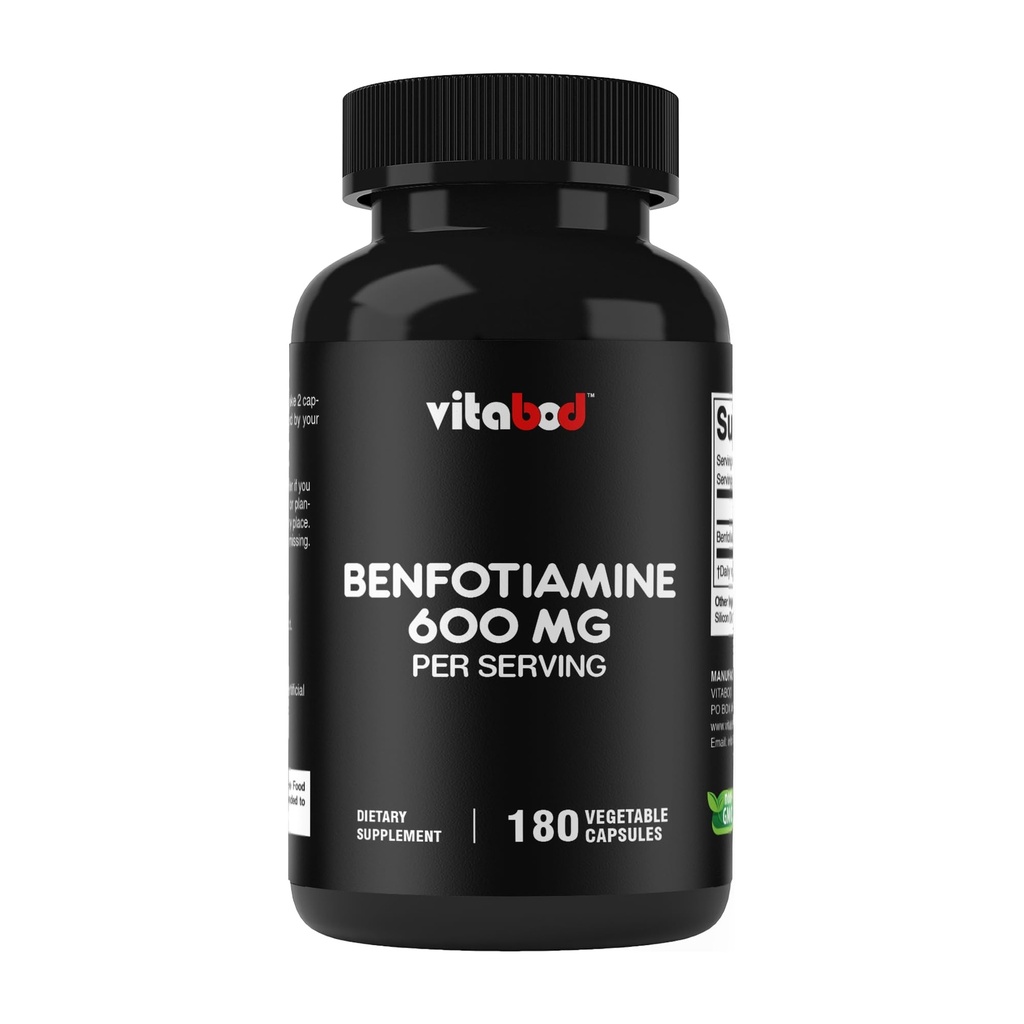 Benfotiamina 600mg - 180 Kapsułki wegetariańskie - Rozpuszczalny w tłuszczach suplement witaminy B1