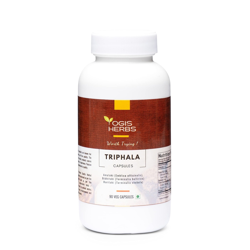YOGIS HERBS Triphala Kapsułki Amalaki (Emblica Officinalis), Bibhitaki (Terminalia Bellirica) i Haritaki (Terminalia Chebula) 90 Kapsułki Veg