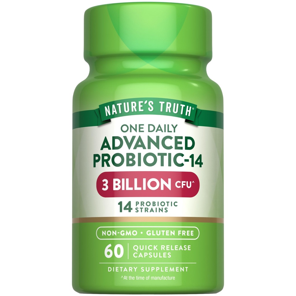 Nature 's Truth Probiotics Kapsułki 124; 3 Miliard CFU 124; 60 Hrabia 124; dla mężczyzn i kobiet 124; 14 Szczeliny 124; Non-GMO & Gluten suplement wolny