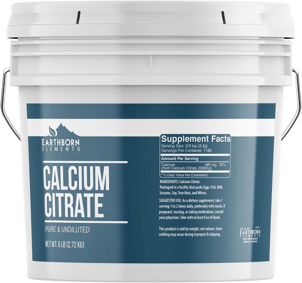 Ziemskie pierwiastki Wapnia Cytrynian 1 Gallon Bucket, Czysty i Nierozcieńczony, Laboratorium zweryfikowane (96 unce)