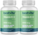 Witamina BESTVITE B12 (metylokobalamina) 1000mcg (480 Kapsułki wegetariańskie) (2 x 240) (Metyl B12) - Nie stearyniany - Wegan - Nie GMO - Bez glutenu