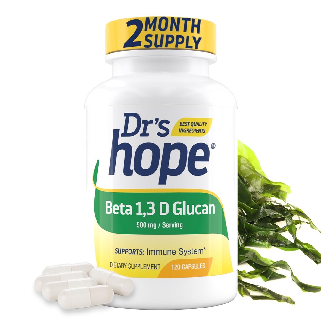Beta 1,3D Glukan 500mg 120 Kapsułki, Beta Glucan Immune Supplement Supplement Promuje zdrowe poziomy energii, Zwiększenie metabolizmu i dobrego wsparcia systemu immunologicznego, Made in USA