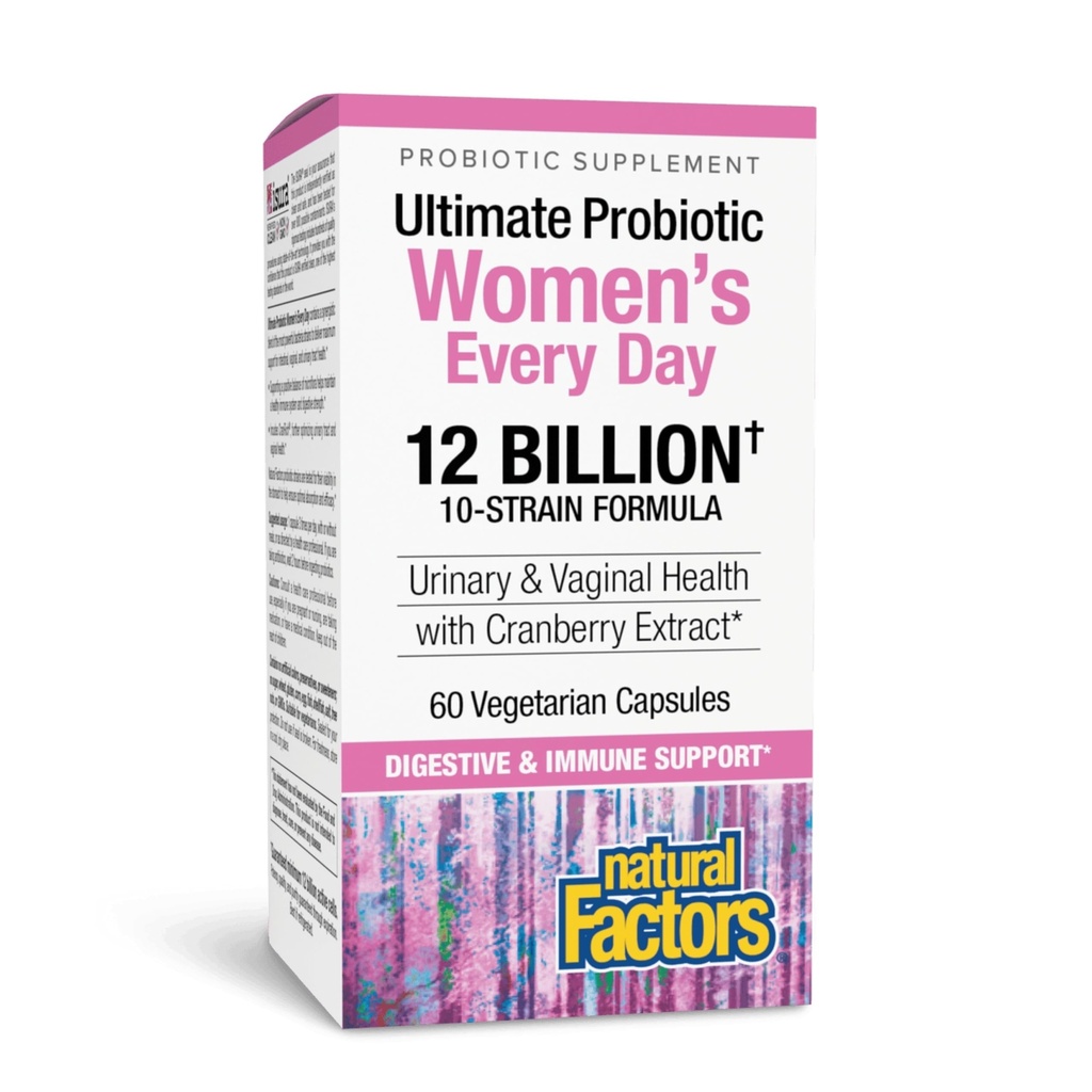 Naturalne czynniki Ultimate Probiotic Women 's Every Day - Suplement do Żywieniowego Wsparcia Zdrowia - Suplement Probiotyczny dla Urynary Tract & Vaginal Health Support - 60 Kapsułki wegetariańskie (60 Służb)
