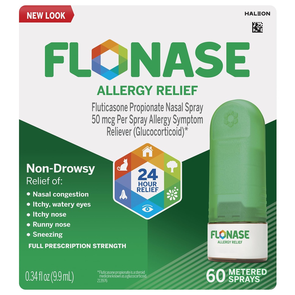 Flunaza Ulga alergiczna Nasal Spray, 24-godzinna Alergia Lekarska, Metered Nasal Spray - 60 Spray
