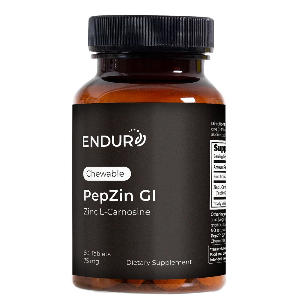 Endur PepZinGI ZINC- CARNOSINE Chewables, suplement diety, Delikatna i skuteczna formuła dla Digestive Wellness, Gluten Free, 75 mg (60 tabletek)