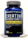BODYTECH Kreatyna monohydrat kapsułki a Mikronizowane Wspomaga wytrzymałość mięśni, Masa, i Endurance (100 kapsułki)