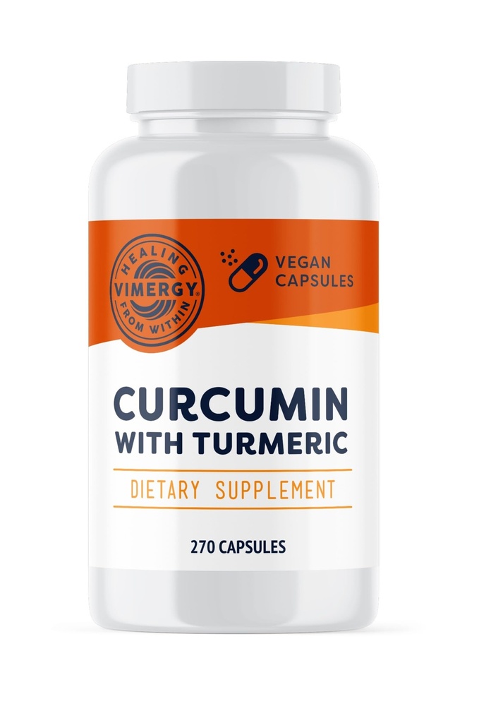 Vimergy Curcumin z Turmeric Kapsułki - Promotes Bone Health & Mobility * - Wsparcie Pamięci i Mózgu Funkcje * - Kosher, Vegan & Gluten- Free - (270 szt.)