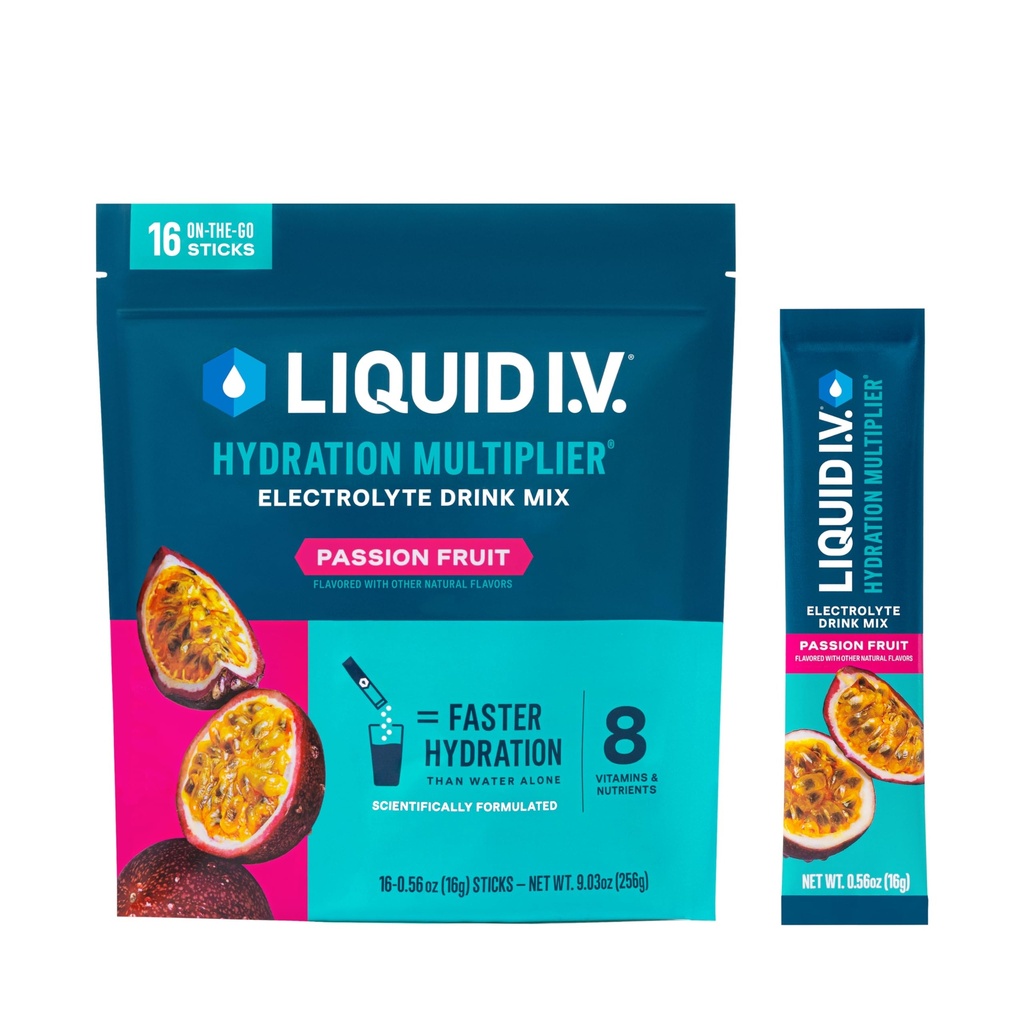 Płyn I.V. ® Nawodnienie mnożnik - Passion Fruit Equipment 124; Electrolyte proszek napój Mix Equipment 124; 1 opakowanie (16 Servings)