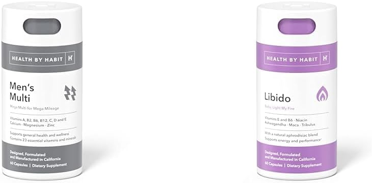 Zdrowie przez Habit Men 's Multivitamine (60 Kapsułek) i Libido Blend (60 Kapsułek) - witaminy, minerały i suplementy Afrodyzjaku (2 opakowania)