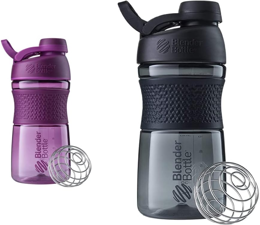 BlenderBottle 20- Ounce Black i Butelki shaker protein śliwkowych z whisky BlenderBall drutu
