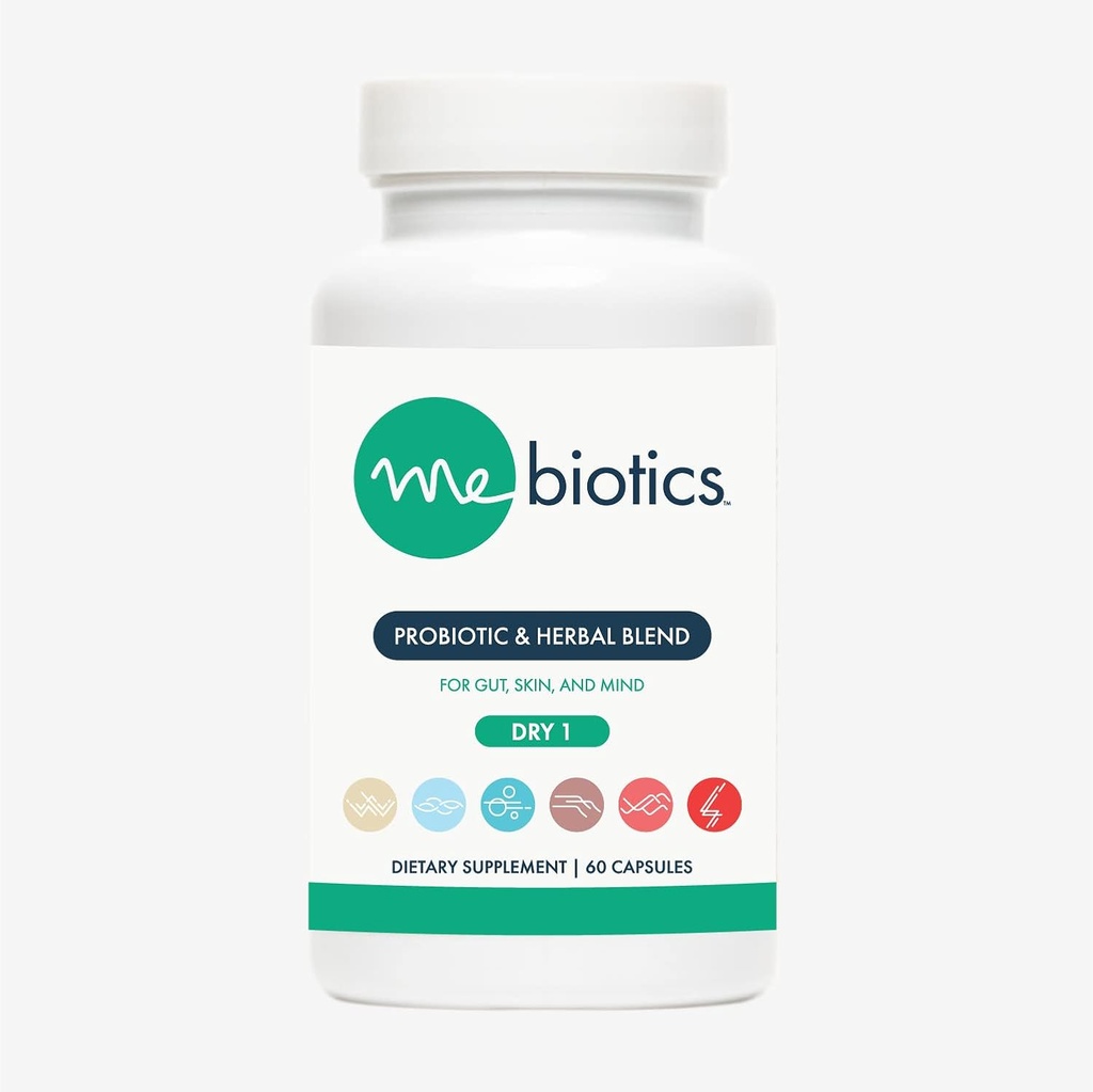 Microbiome Labs Mebiotyki Probiotyczne i Ziołowe Suplement Suchość 1 - Lactobacillus Rhamnosus + Lemon Balm for Skin + Gut Health - Probiotyki doustne do wsparcia Gut, Umysł, & Skóra (60 kapsułki)