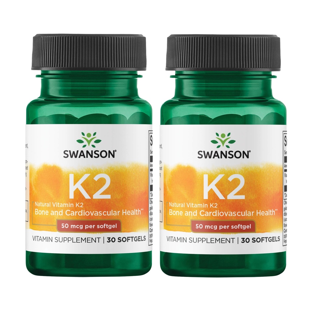 Swanson Naturalna witamina K2 (Menaquinone- 7 z Natto) 50 µg 30 Sgels (2 opakowania)