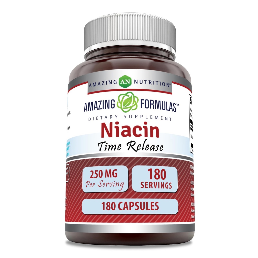 Amazing Supples Niacin (Witamina B3) 250 mg 180 Suplement Kapsułek Desorpcja 124; Non-GMO Desorpcja 124; Gluten Free Between 124; Made in USA
