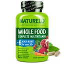 NATURELO Whole Food Multivitamin for Men 50 + - z witamin, minerałów, Organic Herbal Extracts - Vegan Vegetarian - for Energy, Brain, Heart and Eye Health - 120 Kapsułki