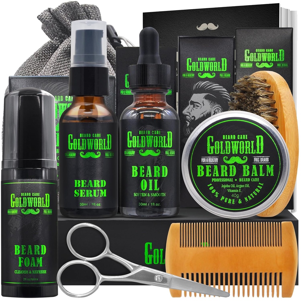 Beard Kit Beard Grooming Kit w / Beard Wash / Shampoo Beard Oil Balm Szczoteczka grzebień E- Book Christmas Stocking Stuffers Prezenty Pomysły dla mężczyzn On Tata Chłopak Męża