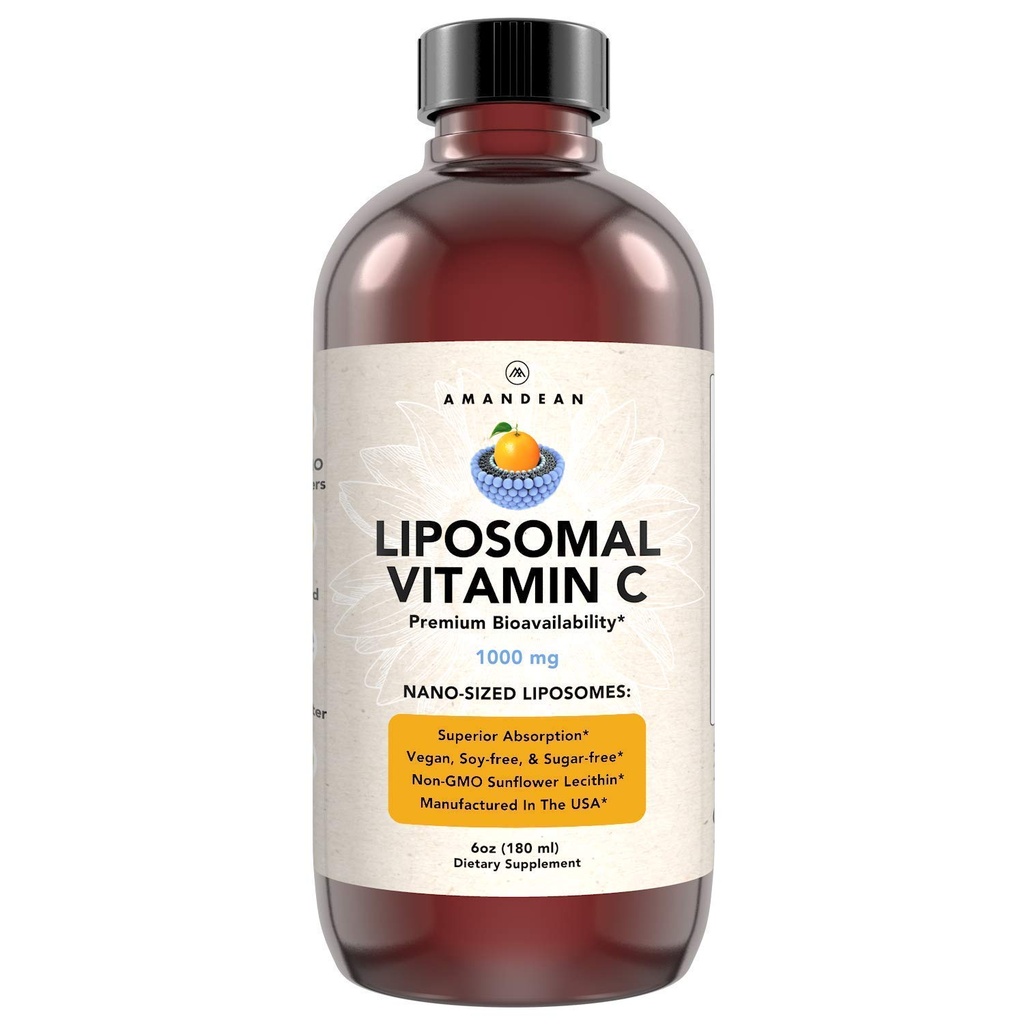 Witamina liposomalna C 1000mg. Płynny suplement VIT C. Wsparcie immunologiczne, Zdrowie skóry, Produkcja kolagenu. Szybkie pochłanianie przeciwutleniaczy Dostawa. Quality-C, Soy-Free, Vegan, Non-GMO.