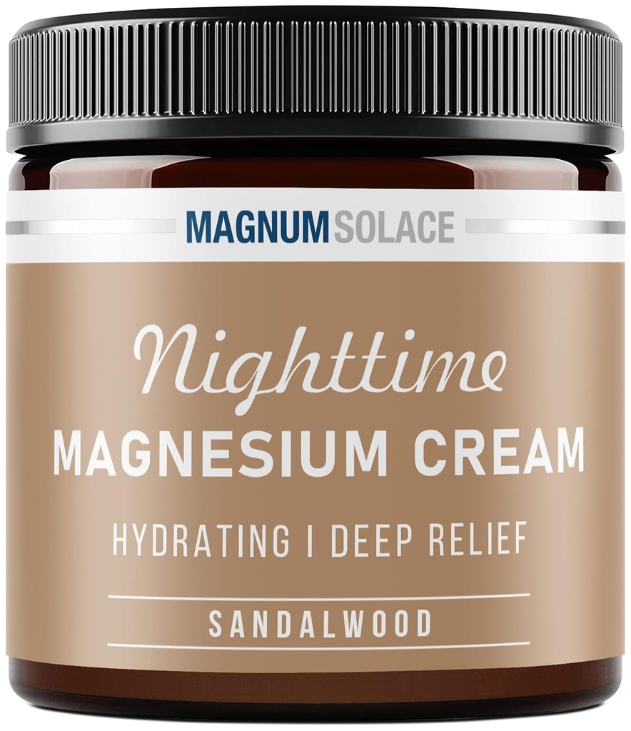 Lody magnezowe - Nocny krem magnezowy - Zastosuj do mięśni nóg, ramion lub klatki piersiowej - Chlorek magnezowy - USA Made and Safe for Kids (Sandalwood) 4 Fl Oz (Opakowanie 1)