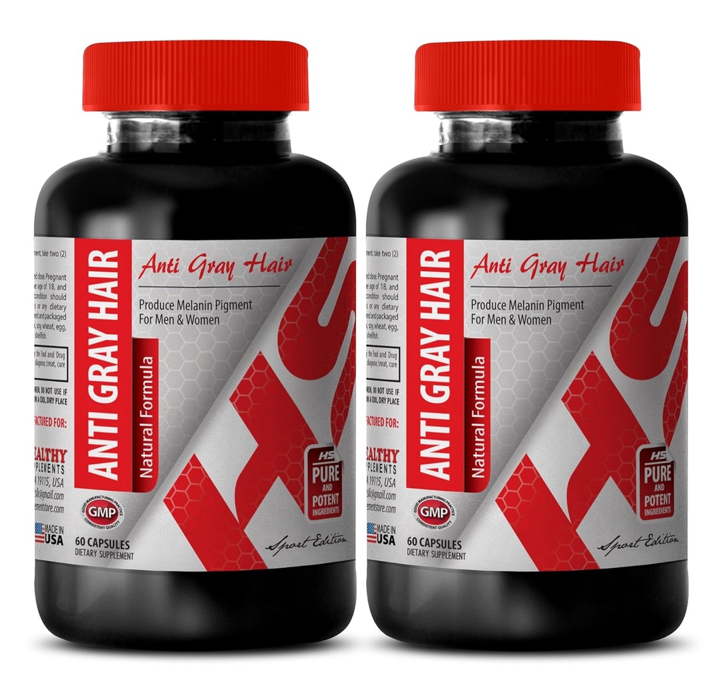 Piła palmetto z korzenia pokrzywy - ANTI GRAY HAIR NATURAL FORMULA - dodatek do utraty włosów, antyszary dodatek do włosów dla mężczyzn i kobiet, szary dodatek do włosów na odwrót, suplementy do włosów, 2 Bot 120 Czapki