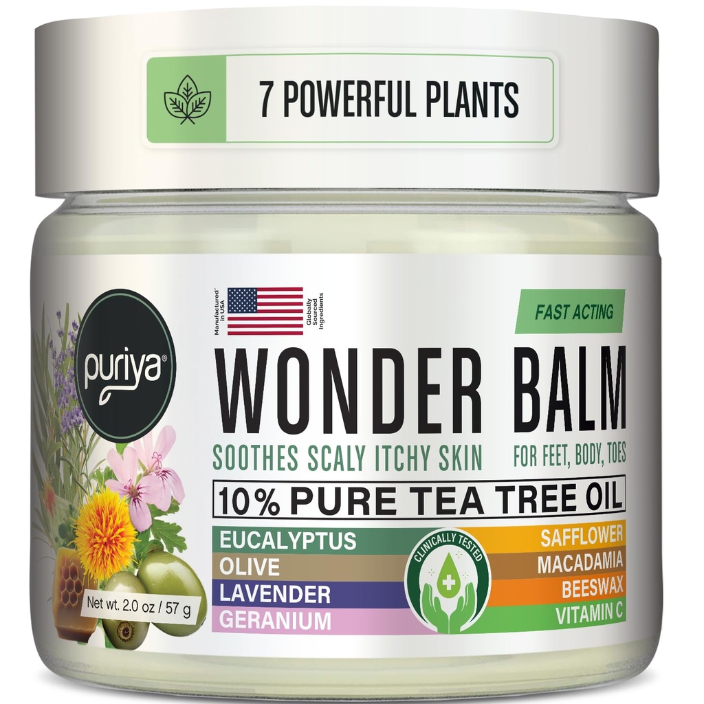 Tea Tree Oil Balm, Dodatkowa siła, Para dobrze z Jock Itch Cream, Spray, Sportowe stopy, Ringworm Cream for Human, Rash Cream, Szybkie działania dla suchego, Swędzonej skóry, Plant Wonder Balm