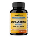 SANDHUHERBALS Sandhu Herbals Ashwagandha Suplement EVE 124; 120 Organic 4 in 1 Kapsułki, 2 Miesiące dostaw 124; z cynku, Czarny pieprz & Święty Basil Extract 124; Wspiera zdrowie immunologiczne 124; Non-GMO
