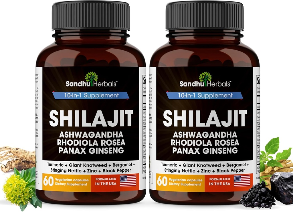 Shilajit Pure Himalayan dla mężczyzn i kobiet 124; 120 Kapsułki z Ashwagandha 124; Wysoka moc i suplement energetyczny 124; Lepsza absorpcja niż Gummies Between 124; Dla dodatkowej mocy i Stamina Between 124; Combo z Morskim Mossem
