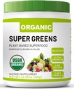 Organiczny Super Zielony Superfood Proszek z Spirulina & Chlorella dla Gut zdrowia, Wspiera odporność, Zdrowie trawienne, Naturalna energia, Probiotyk, Przeciwutleniacz, Enzymy trawienne, (300grs)