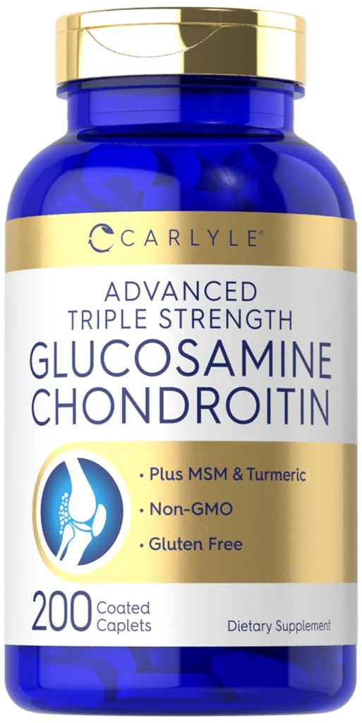Carlyle Glucozamina Chondroitin MSM Turmeric 124; 4050 mg Bilans 124; 200 Hrabia 124; Advanced Triple Force Supplement Bilans 124; Non-GMO & Gluten Free